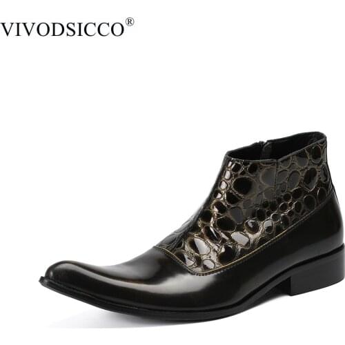 VIVODSICCO NEW Style Top Quality Handmade Comfortable Designer Men Shoes Luxury Brand Chelsea Mens Western Motorcycle Boots Shoe