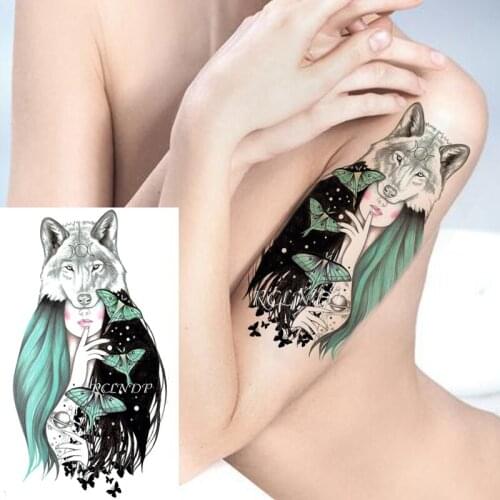 Waterproof Temporary Tattoo Sticker Totem Wolf Hat Girl Butterfly Planet Star Fake Tatoo Flash Tatto Arm Body Art for Women Men