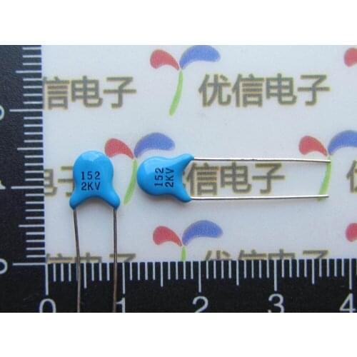 40pcs High Voltage Ceramic Capacitors 2KV 2000V 1.5NF 152 10% dip capacitors ceramic 1.5NF
