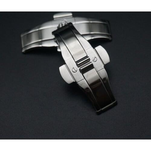 Double Press Watch Push Button Fold Clasp For Armani Gypsophila Metal Stainless Steel Seamless Butterfly Buckle Watch Accessory