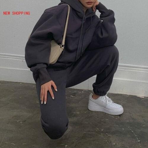 2021 Women Two Piece Set Outfits Autumn Womens Tracksuit Oversized Hoodie and Pants Casual Sport Suit Winter 2 Piece Woman Set