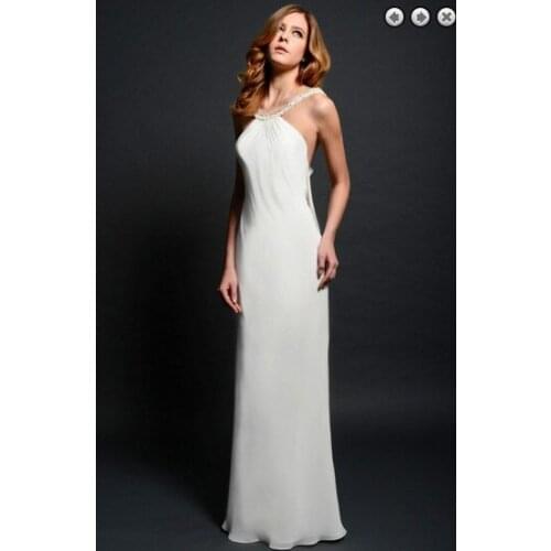 Free shipping new fashion maxi 2018 brides vestidos formal gown backless plus size white long beaded Graduation bridesmaid Dress