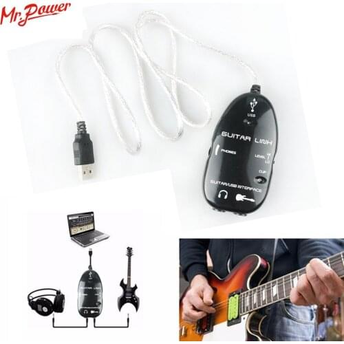 Wholesale 10 pcs Guitar Cable Audio USB Link Interface Adapter Audio Connector PC/MAC Music Recording CD for Guitar Accessories