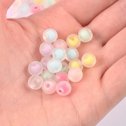 100/50pcs 8/10mm Mixed Color Acrylic Matte Round Straight Holes Beads Loose spacer beads For Jewelry Handmade YKL0874