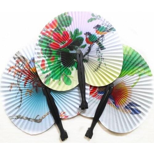 12 pcs/lot New Design Random Flower Paper Hand Fan for Baby Shower Children Birthday Party GiftWedding Party Decoration Favor