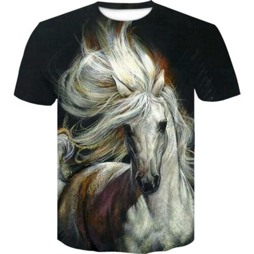 2021 round neck T shirt fashion animal Horse 3d printed T-shirts high quality harajuku manga shirts for men women Tops camisetas