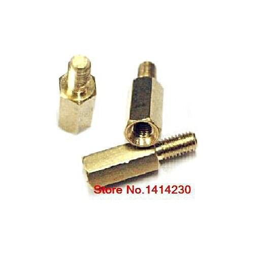 50Pcs Hex nut / screw 10+6 mm M3 PCB Spacer Brass Hex Standoff Pillar Male