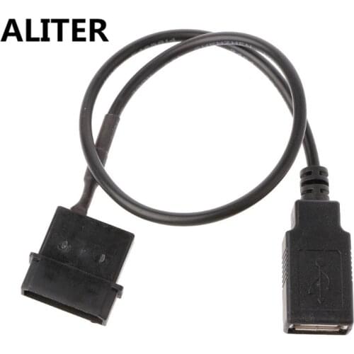 ALITER 30cm PC Internal 5V 2-Pin IDE Molex To USB 2.0 Type A Female Power Adapter Cable