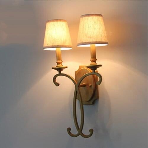 American Living Room Double Head Wall Lamps Retro Corridor Bedroom Bedside Lamp Restaurant Study Villa Hotel Art Deco Wall Light