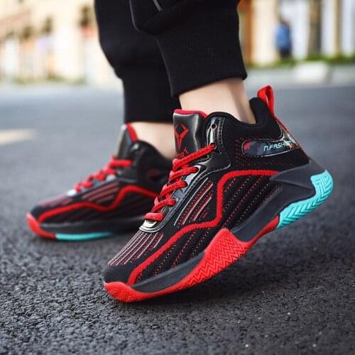 Spring Childrens Basketball Shoes Comfortable Boys Sports Training Shoes Black White Kids Boys Sports Basketball Sports Shoes