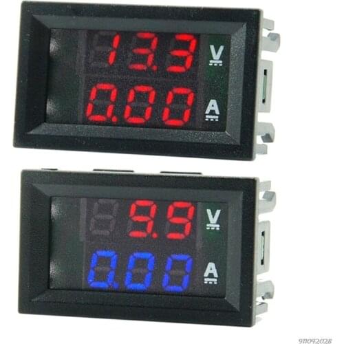 Free Shipping DC 7-110V Voltmeter Current meter Ampere Volt Gauge Red+Blue /Red+Red Dual LED Display 10A 50A 100A 21 wholesales