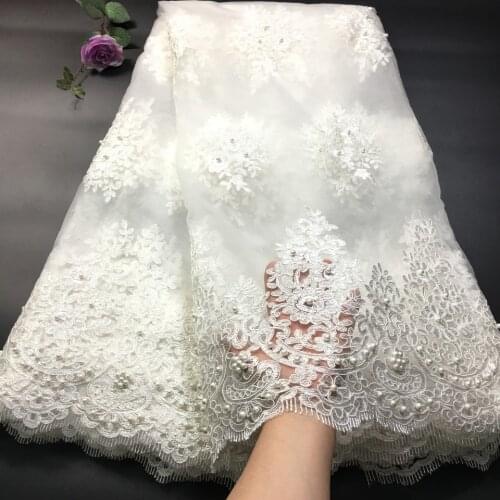 Lilac 2020 African Beaded Tulle Lace Fabric High High Quality Lace Material Net French Embroidery Nigeria Lace Fabric RF27351