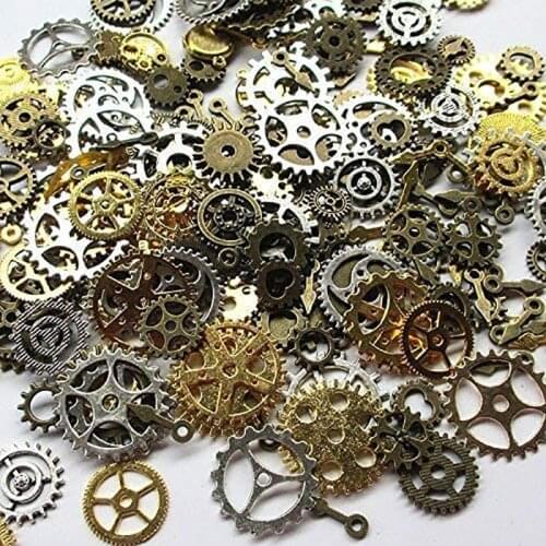 100g Antique Steampunk Gears Wheels Beads Wrist Watch Clock Parts Steam Punk Lots of Pieces DIY Jewelry Making Craft 12-40mm