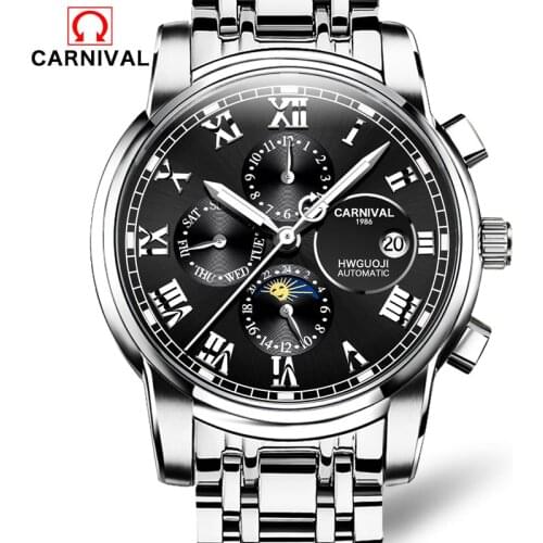 Top Brand Luxury Fashion Automatic Mechanical Watch Men Stainless steel Waterproof Calendar Sport Wrist Watch Relojes Hombre