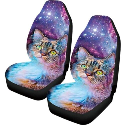 AIMAAOLight pink star cat print 2 front seat cover, car seat cover, car cushion cover, suitable for most vehicles, cars, cars, t
