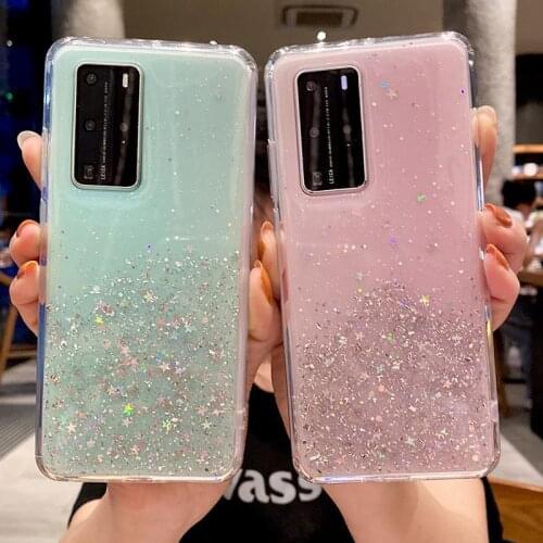 Bling Glitter Phone Case For Huawei Mate P40 30 20 Pro Lite Nova 8 7 6 SE 5i Psmart 2021 Y7A 5G Sequins Soft Silicone Back Cover