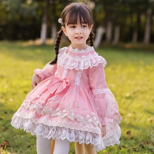 Kids Spanish Dress Girls Princess lolita Vestidos 2021 Children Birthday Party Ball Gown Infant Lace Spain Boutique Dreeses