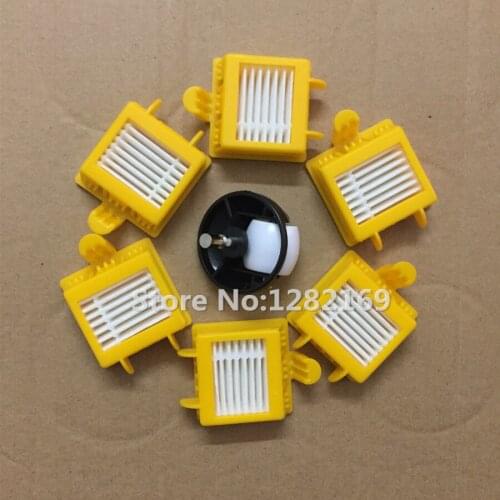 6x HEPA Filters and 1x Caster Assembly Front Castor wheel Replacement For iRobot Roomba 700 Series 760 770 780 790