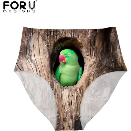 FORUDESIGNS High Waist Sexy Panties Women Underwear Calcinhas Braga Underpants 3D Animal Parrot Seamless Panties Plus Size M-XL