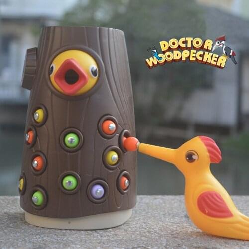Woodpecker Catching Bugs Toys Magnet Fishing Doctor Bird Baby Gift Montessori Early Educational Toys For Children Wooden Toys