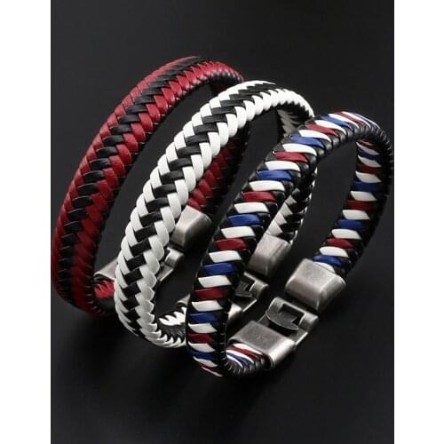 Classic Handmade Colorful Leather Braided Bracelet Men Wristband Jewelry