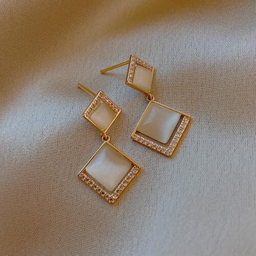 2020 New Jewelry Simple Temperament All-match Opal Square Earings Fashion Jewelry Hot womens earrings