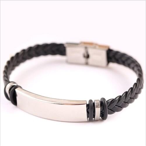 Leather Bracelets for Men/Women Stainless Steel Casual Personalized Bangle Genuine Leather Bracelet for Men Steel Gift Classic