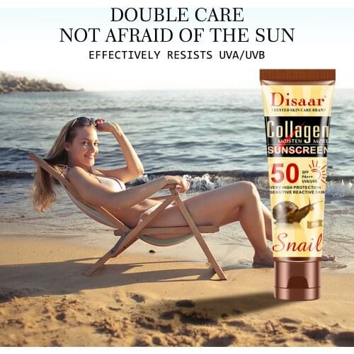 50g Collagen Snail Sunscreen Protetor Whitening Solar Uv Radiation Sunscreen Body Cream Oil-Control SPF50++ Moisturizing
