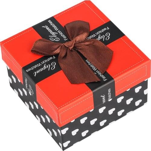 Bowknot Square Paper Watch Box Storage Case Cardboard Present Gift Box Fashion Watch Jewelry Set Box With Pad Pillow