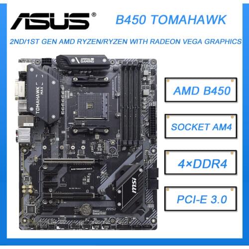 For MSI B450 TOMAHAWK Motherboard AMD B450 DDR4 AM4 Original Desktop MSI B450 Mainboard Socket AM4 DDR4 AMD B450 PCI-E 3.0 Used
