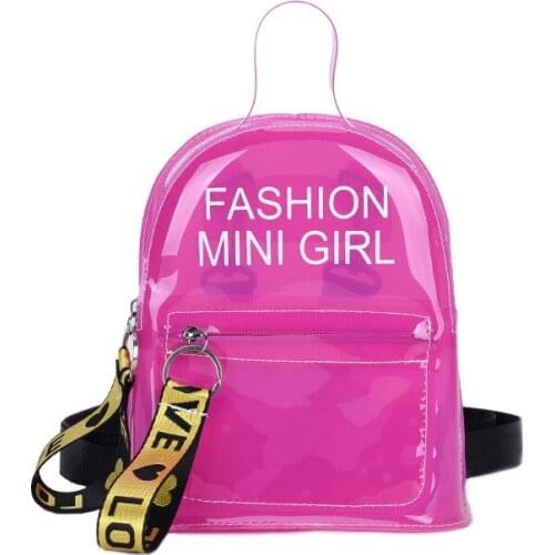 6PCS / LOT Mini Girls Backpack Transparent Women Backpacks PVC Teenager Student School Bagpack Travel Bag Mochila Feminina