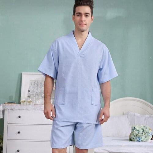 Men Pajama Sets Waffle cotton bathrobe
