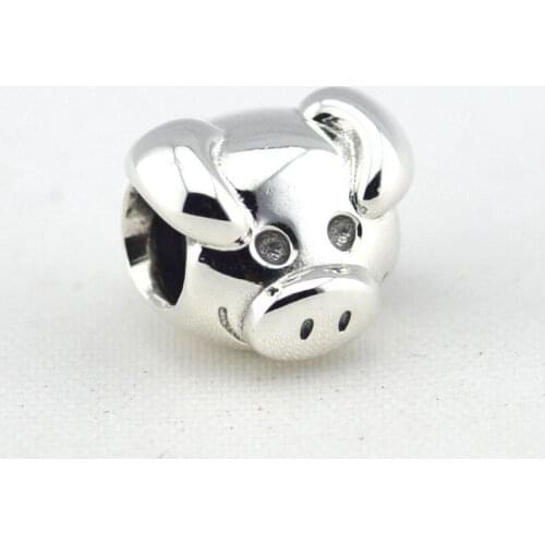 Genuine 925 Sterling Silver Playful Pig Charms Beads Fits Europe Bracelets DIY Jewelry Making Kralen