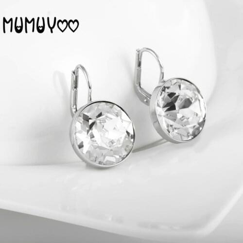 [New Products] High Quality Fashion Simple Round Crystal Bella White Gold Crystal Piercing Womens Earrings Jewelry
