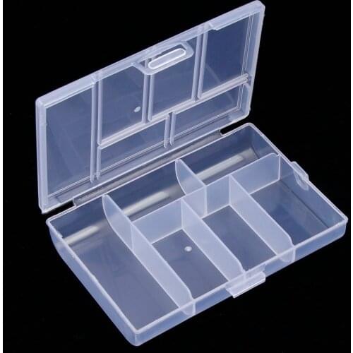 1pc 6 Grids Compartments Plastic Transparent Organizer Jewel Bead Case Cover Container Storage Box For Jewelry Pill Coin Sundry