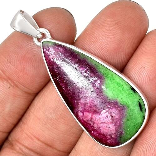 Genuine RUBY ZOSITE Pendant 925 Sterling Silver, Total Length : 47 mm, AP7007