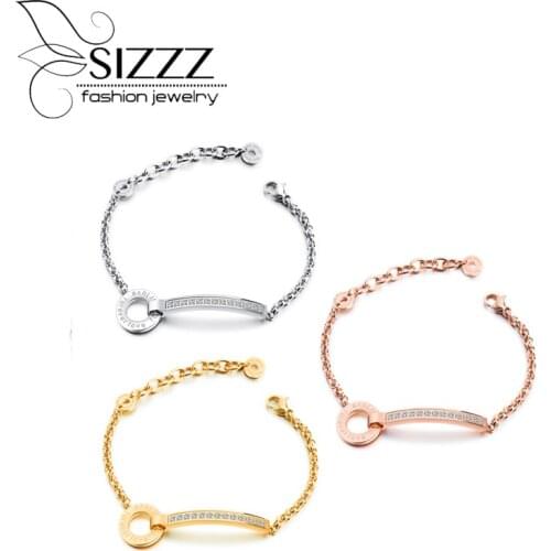 SIZZZ 2017 New Fashion titanium steel rose gold bracelet can be engraved bracelet