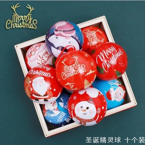 Christmas Eve cartoon Tinplate ball box Birthday Party Decorations candy box Merry christmas decorations for home gift box 20pcs