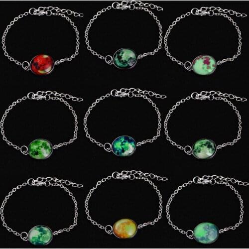 Glow in The Dark Solar System Bracelet Planets Space Moon Charm Astrology Jewelry Universe Bracelet Bangle Christmas gift