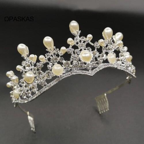Crown Ornament Bridal Wedding Accessories Simple Alloy Diamond-Studded Pearl Bridal Dress Jewelry VL VL