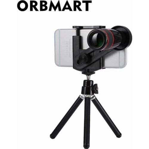 ORBMART Universal 12X Zoom Telescope Camera Mobile Phone Lens + Mini Tripod For iPhone Samsung Galaxy Xiaomi Meizu Smart Phones