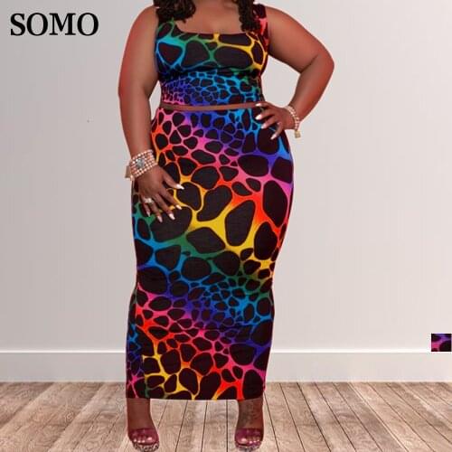 4xl 5xl Plus Size Women Clothing Two Piece Set Printed Tight-fitting Hip Fashion Summer Long Skirt Suit Wholesale Dropshipping