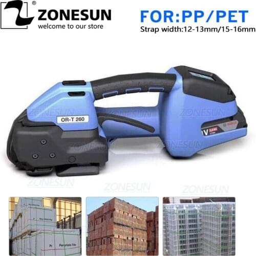 ZONESUN ORT-260 Swiss Made Battery Powered Plastic Strap Tool PP/PET Strapping Machine Automatic Sealless Combo Strapping Tool