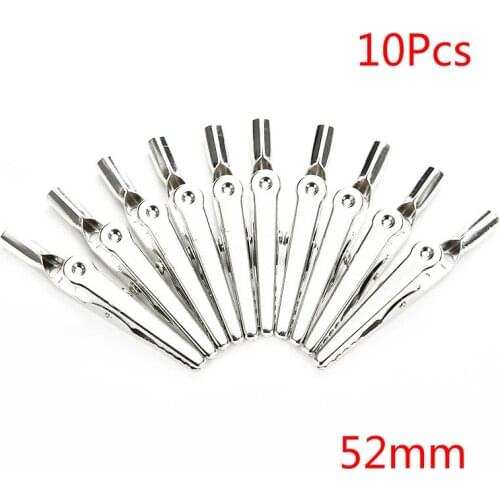 10Pcs/Lot 52mm Test Clips Stainless Steel Alligator Crocodile Cable Lead Screw Fixing Use In Stereo Applications