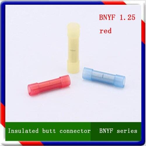 BNYF1.25 100pcs Heat Shrink Nylon Butt Cable Connectors Crimp wire Terminals full Insulating joints cable terminal free shipping