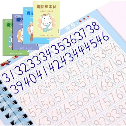 4 Books Learning Numbers In English Painting Practice Art Book Baby Copybook For Calligraphy Writing Kids English Lettering Toy