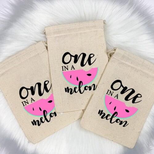 5 pieces One In A Melon candy gift bag sweet girl summer Watermelon themed 1st 1 One year old first birthday decoration supplies