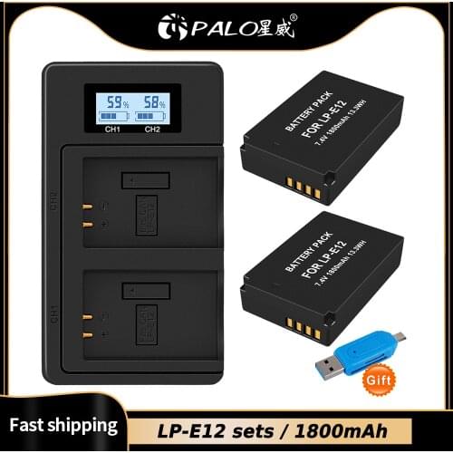 4Pcs LP-E12 LP E12 LPE12 Rechargeable Battery + LCD USB Dual Charger for Canon EOS M50, EOS M100,100D Kiss X7 Rebel SL1 Camera