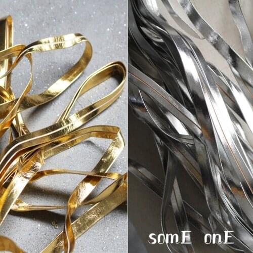 Shiny Imitation PU leather Belt Accessorie Gold Silver DIY Bags Waist Rope Hat Decor Creative Designer Accessorie Fabric