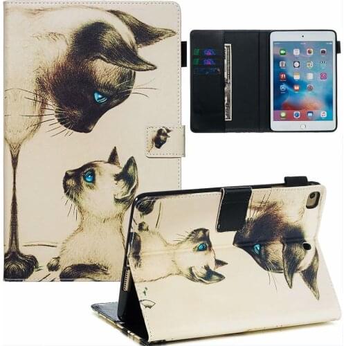 Coloured drawing Leather Protect Case For IPad Mini 12345 7.9 Inch Funda Auto Sleep Wake Up Smart Tablet Shell Stand Cover+pen